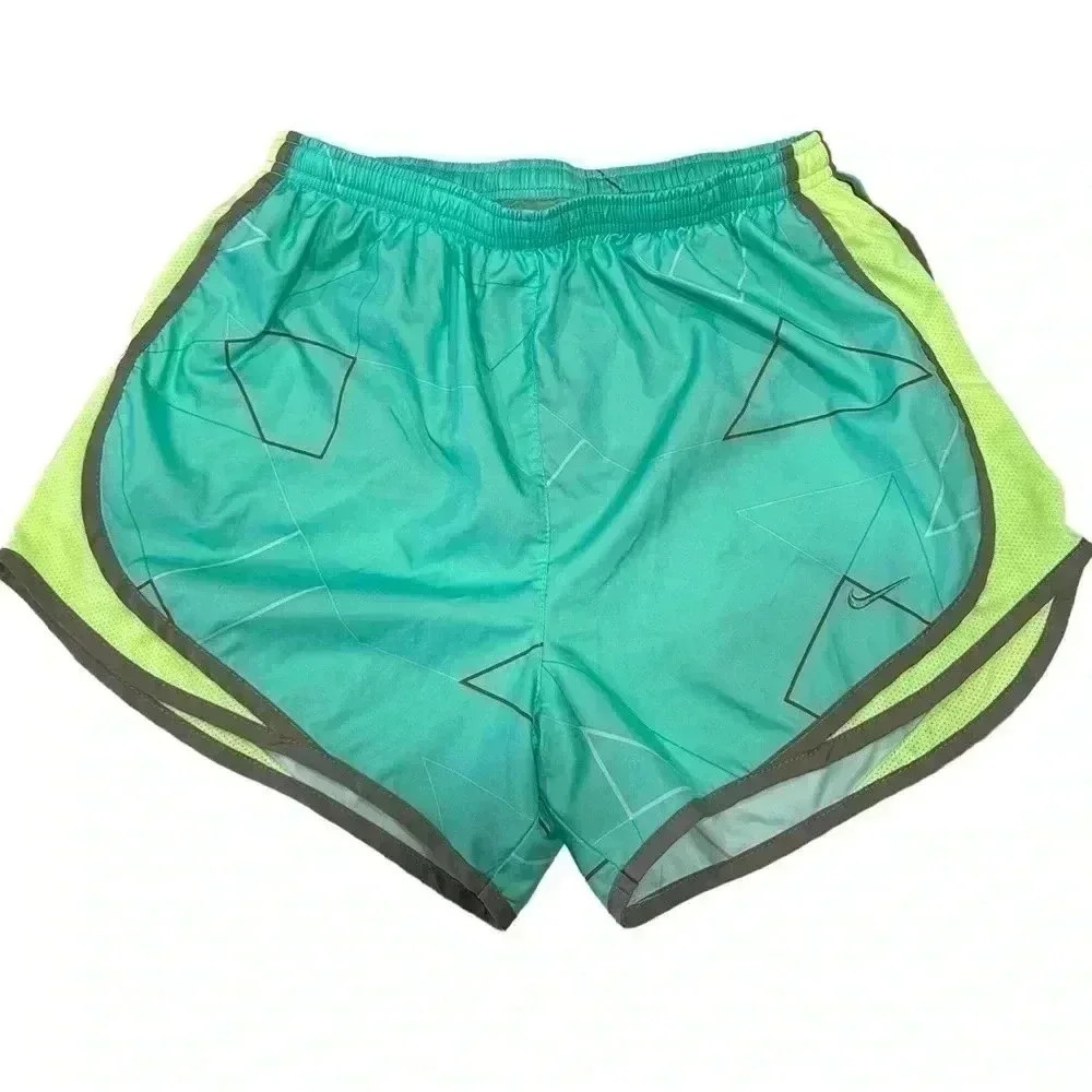 Nike Tempo Dri-Fit Running Short Size M Mint Green, Lime, Grey & Red Accents